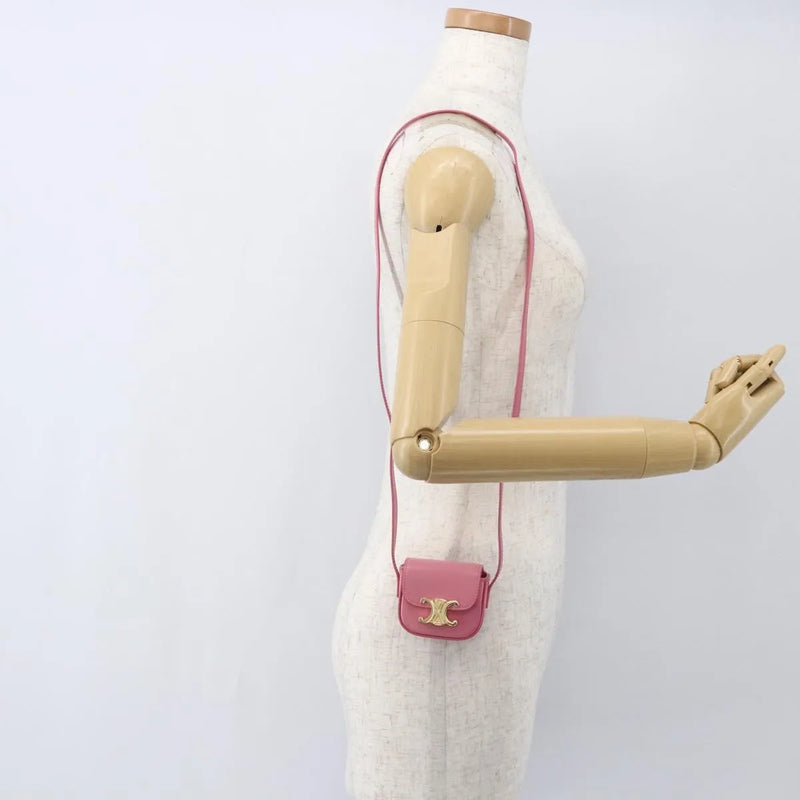 Celine Triomphe Shoulder Smooth Calfskin Pink Leather Bag