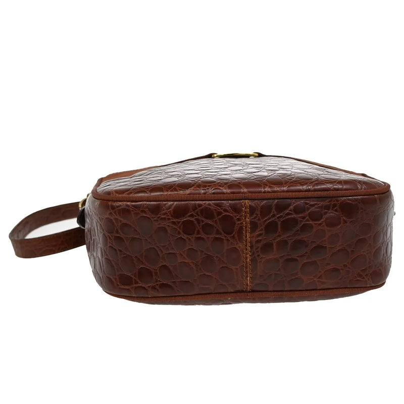 Salvatore Ferragamo Vala Leather Brown Bag
