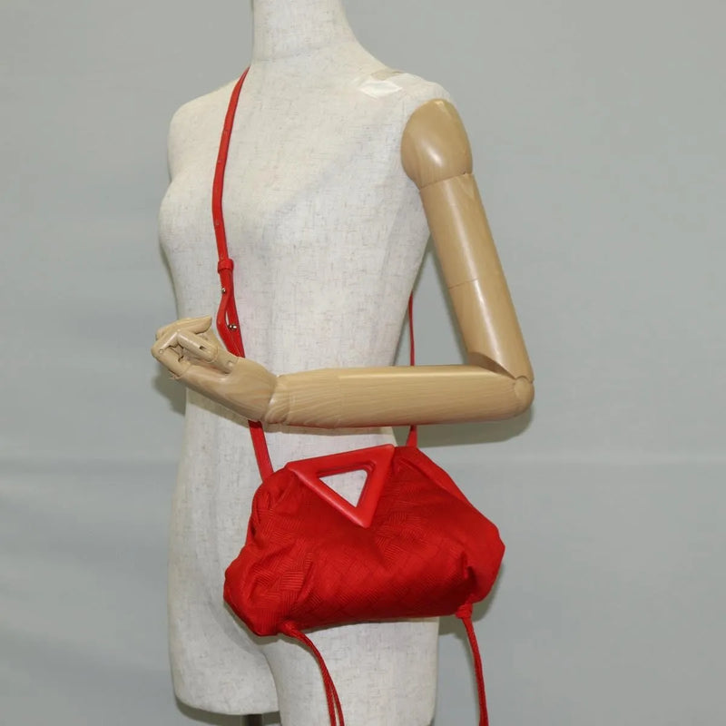 Bottega Veneta Point Chunky Knit Fabric Red Nylon Bag