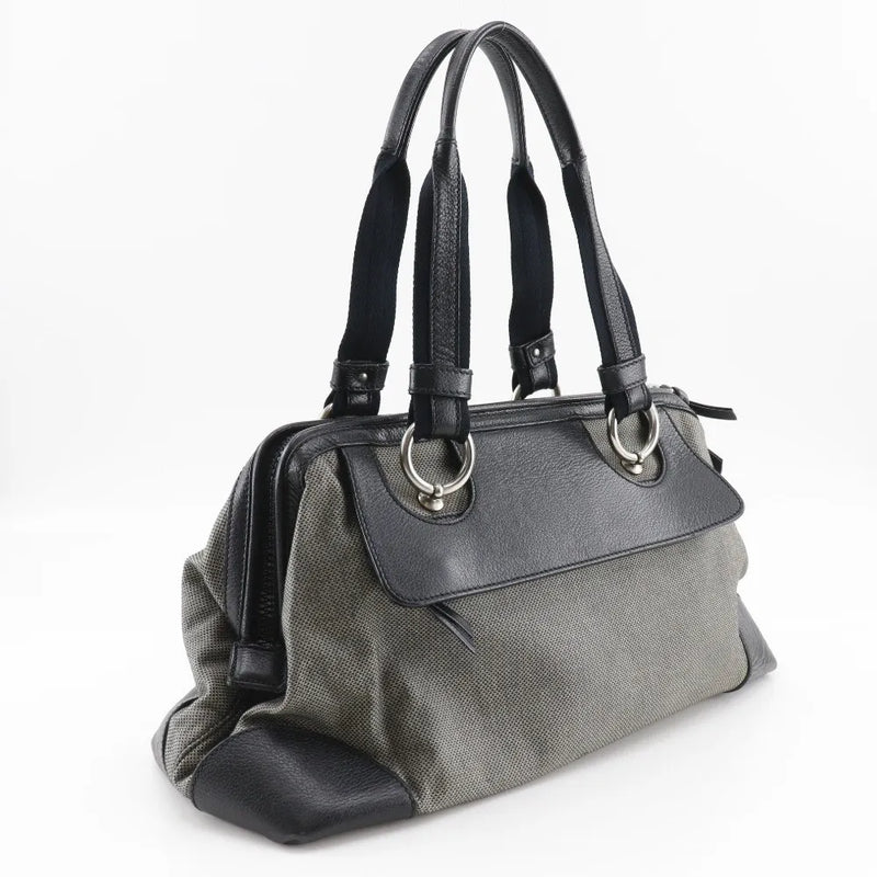 Bottega Veneta Vintage Leather Gray Canvas Bag