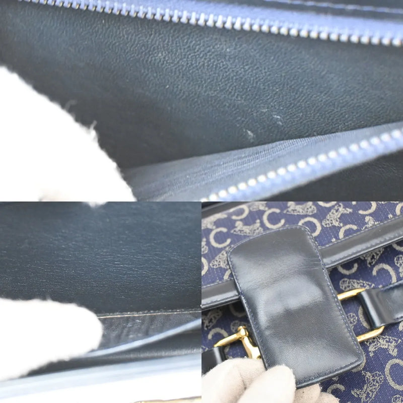 Celine Horse Carriage Canvas And Leather Navy Bag