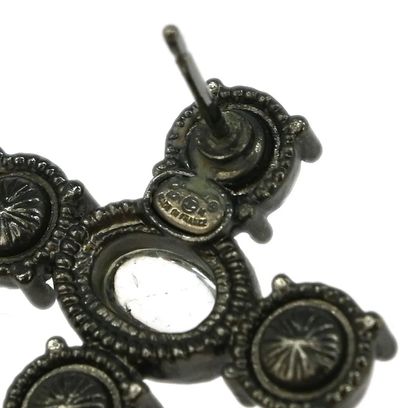 Chanel Cc Dangle Metal With Crystals Silver Silver_plated Jewelry