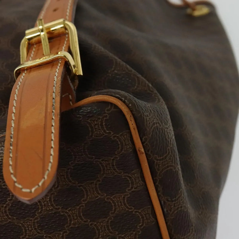 Celine Vintage Macadam Canvas And Leather Brown Pvc Bag