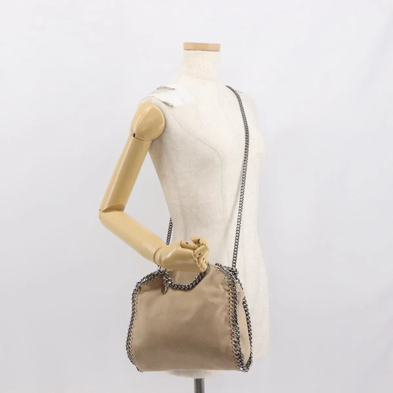 Stella Mccartney Falabella Fold Over Shaggy Deer Beige Polyester Bag