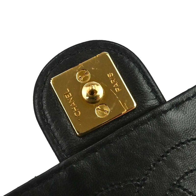 Chanel Vintage Classic Flap Quilted Lambskin Black Leather Bag