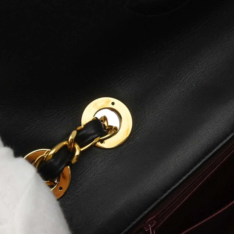 Chanel Vintage Cc Chain Flap Shoulder Quilted Lambskin Black Leather Bag