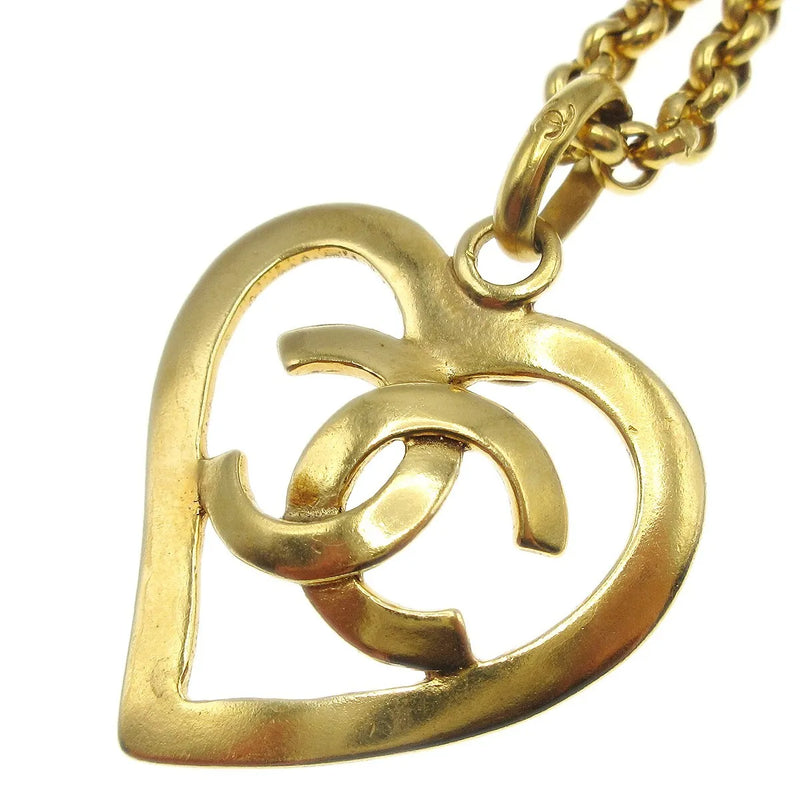 Chanel Cc Heart Pendant Metal Gold Gold_plated Jewelry