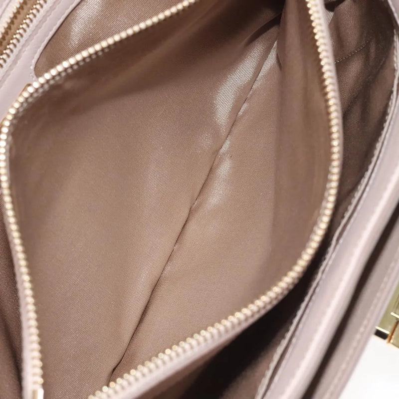 Salvatore Ferragamo Gancini Chain Leather Beige Bag