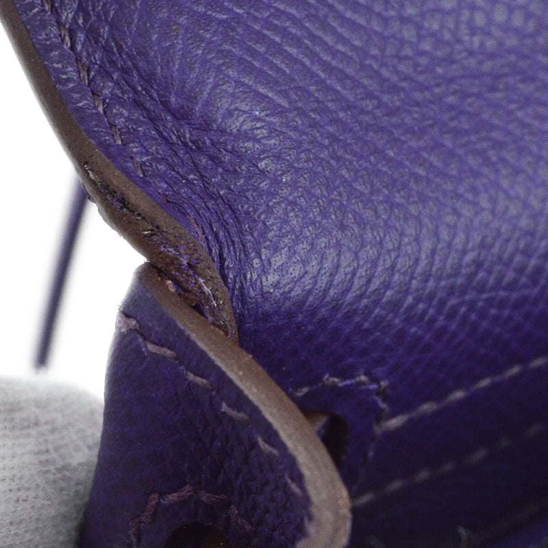 Hermes Kelly Purple Epsom With Palladium Hardware Leather Bag