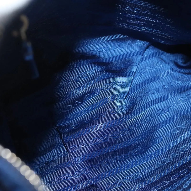 Prada Flat Messenger Tessuto With Leather Blue Nylon Bag