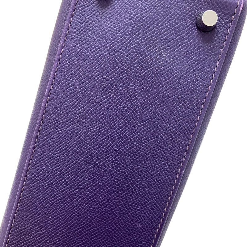 Hermes Kelly Purple Epsom With Palladium Hardware Leather Bag