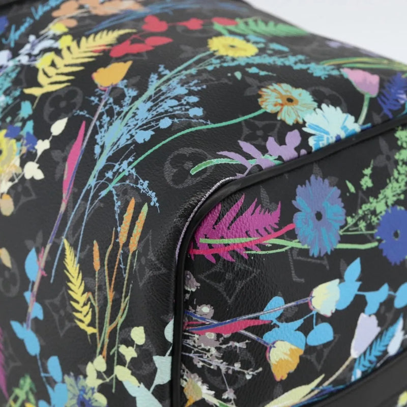 Louis Vuitton Keepall Bandouliere Limited Edition Foliage Monogram Eclipse Black Canvas Bag