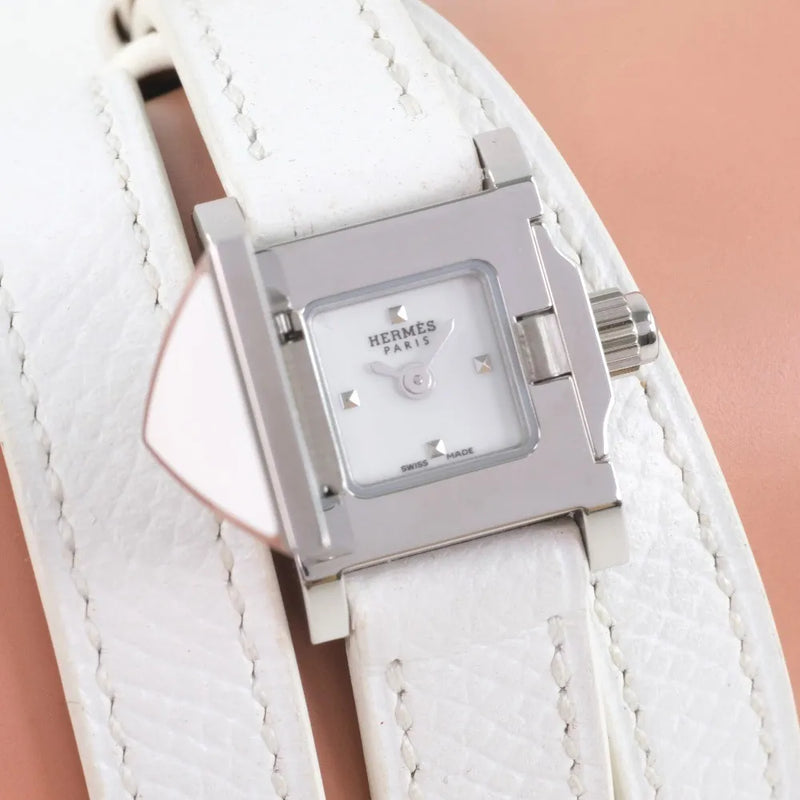 Hermes Medor Rock Quartz Lacquered Steel And Leather Watch