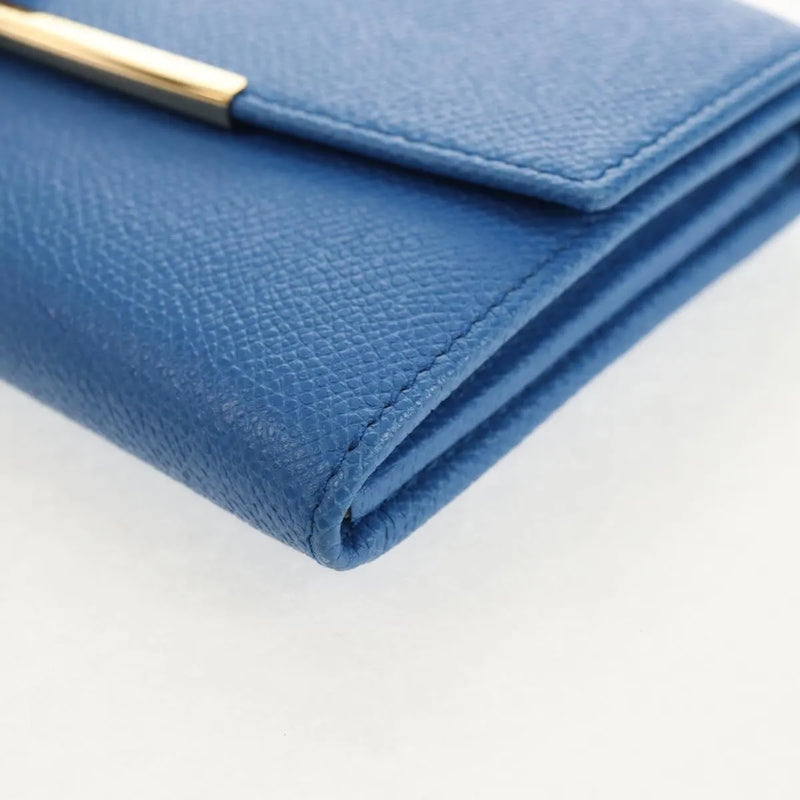 Salvatore Ferragamo Gancini Flap Continental Leather Blue Accessory