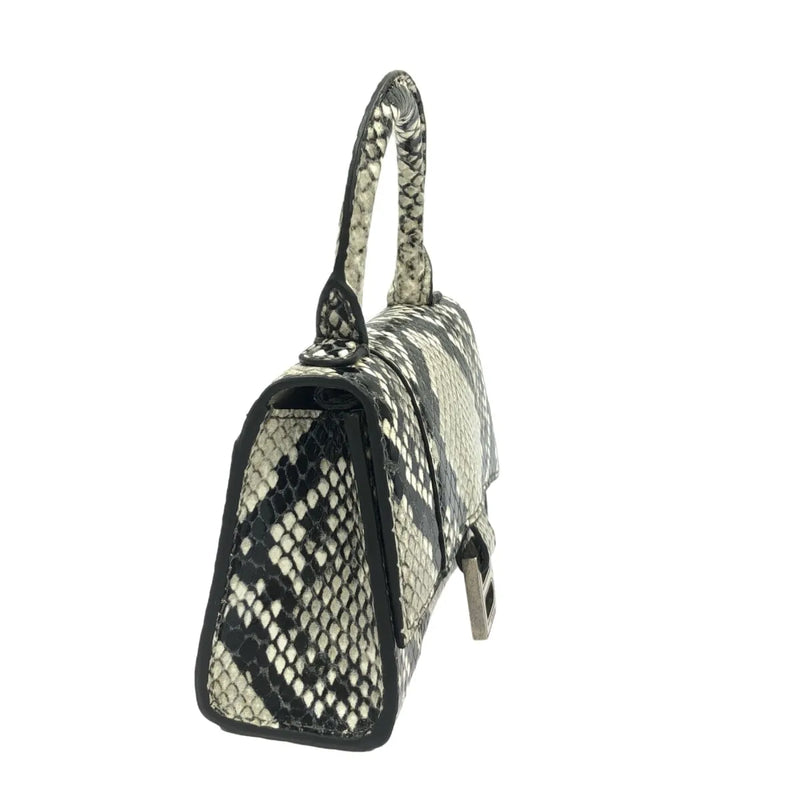 Balenciaga Hourglass Top Handle Python Embossed Leather Gray Calfskin Bag