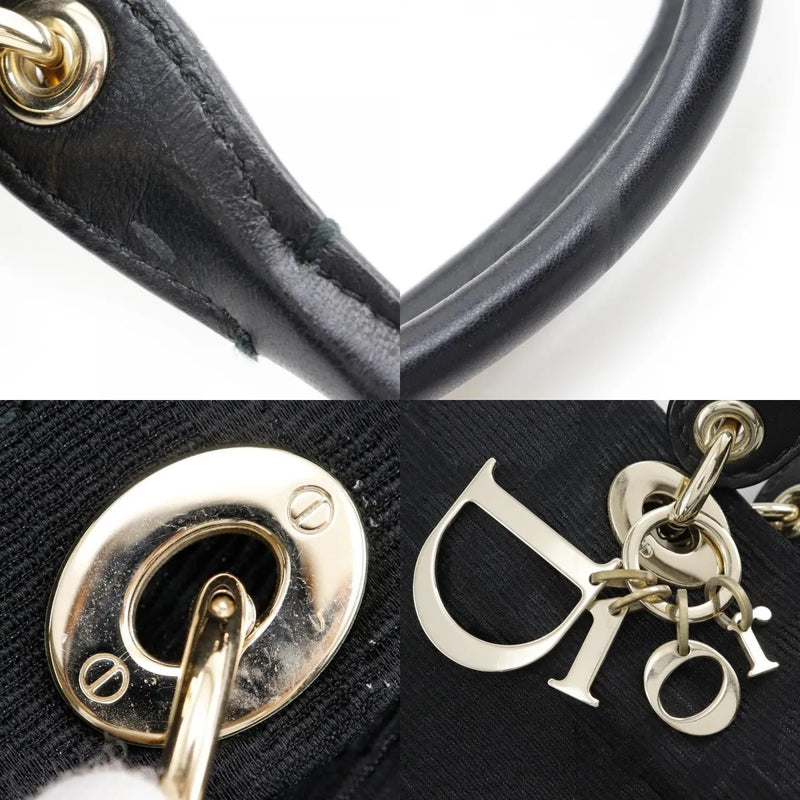 Christian Dior Lady Cannage Matelassé Black Canvas Bag