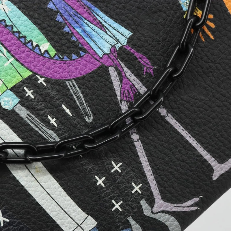 Louis Vuitton Lv Friends A4 Printed Monogram Taurillon Leather Black Canvas Bag