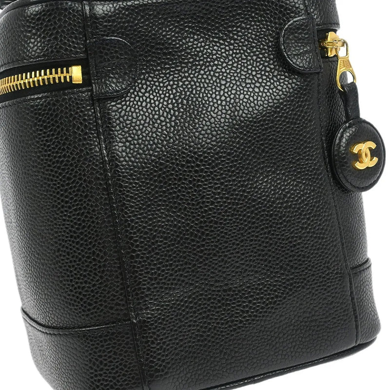 Chanel Vintage Timeless Cosmetic Case Caviar Black Leather Bag