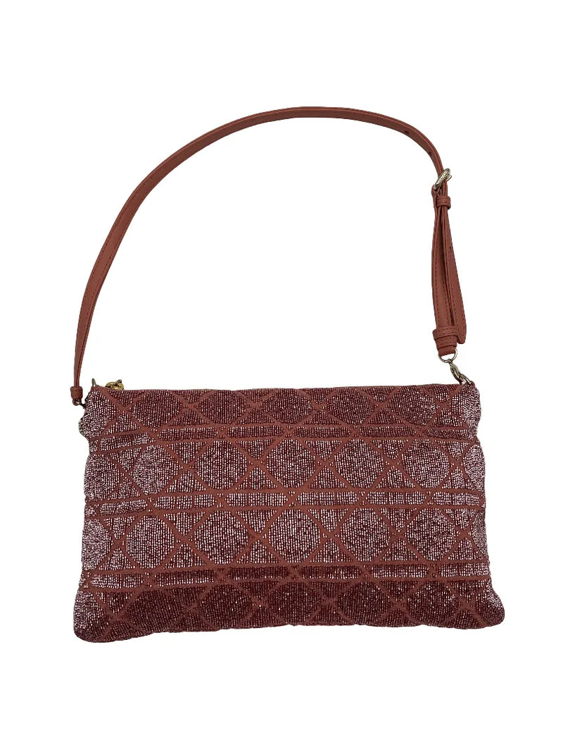 Christian Dior Cannage Cotton Bead Embroidery Pink Beads Bag
