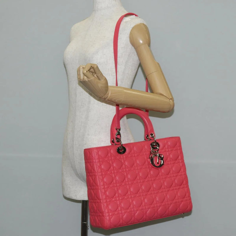 Christian Dior Lady Cannage Matelassé Pink Leather Bag