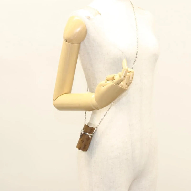 Louis Vuitton Lipstick Case On Chain Reverse Monogram Canvas Brown Bag