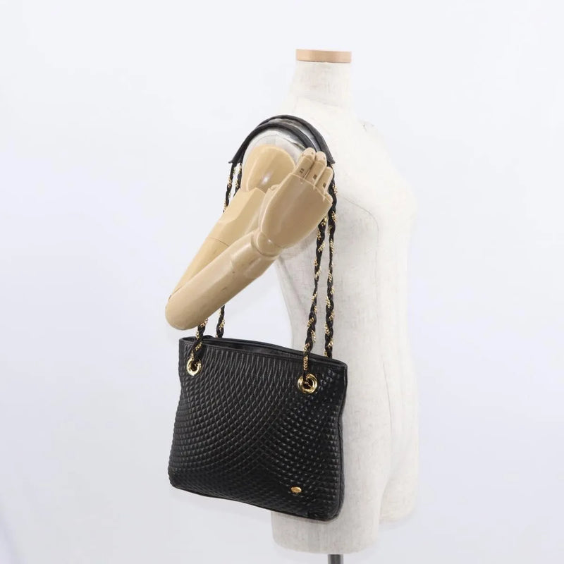 Bally Vintage Chain Quilted Leather Black Bag