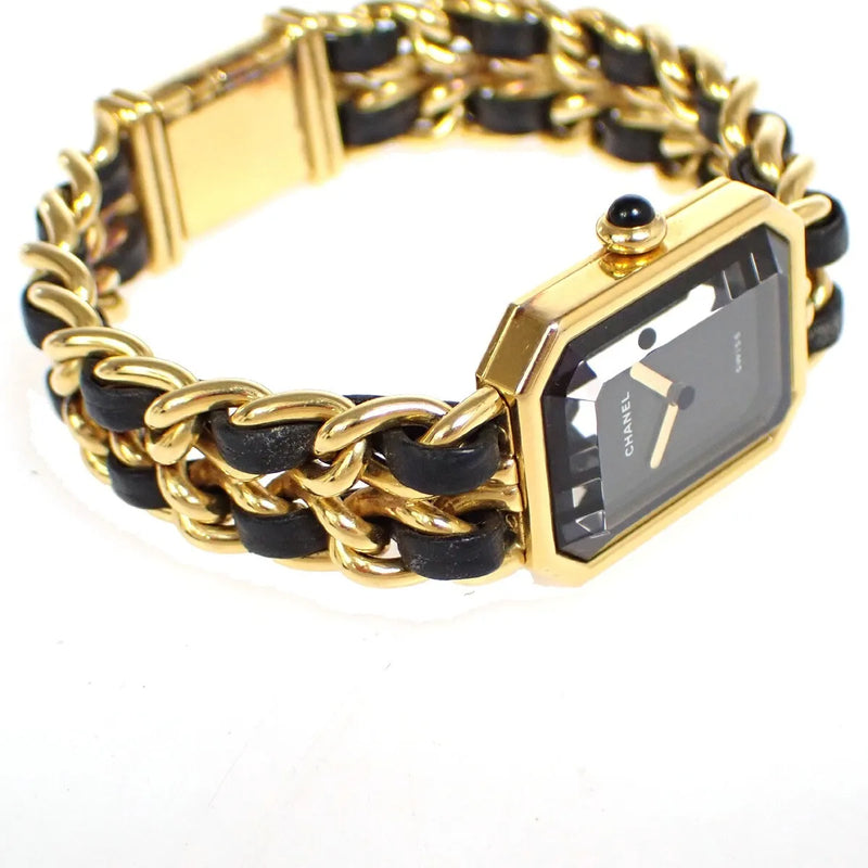 Chanel Premiere Rock Quartz Plated Metal And Leather Watch