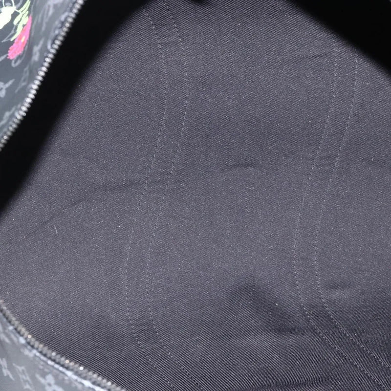 Louis Vuitton Keepall Bandouliere Limited Edition Foliage Monogram Eclipse Black Canvas Bag