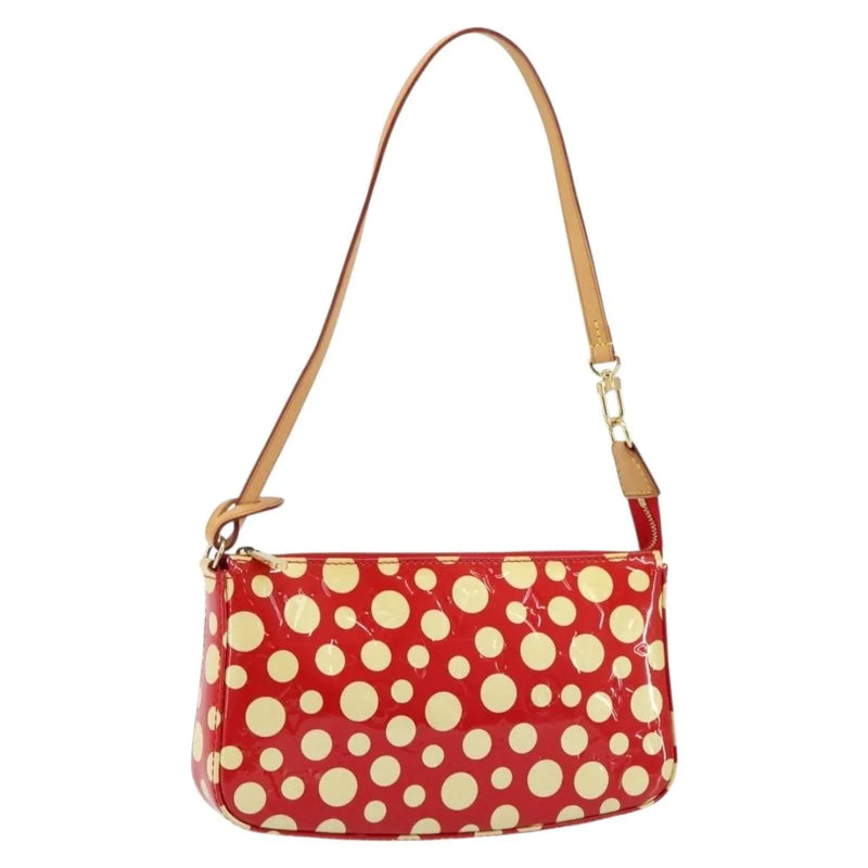 Louis Vuitton Pochette Accessoires Yayoi Kusama Painted Dots Monogram Vernis Red Patent_leather Bag