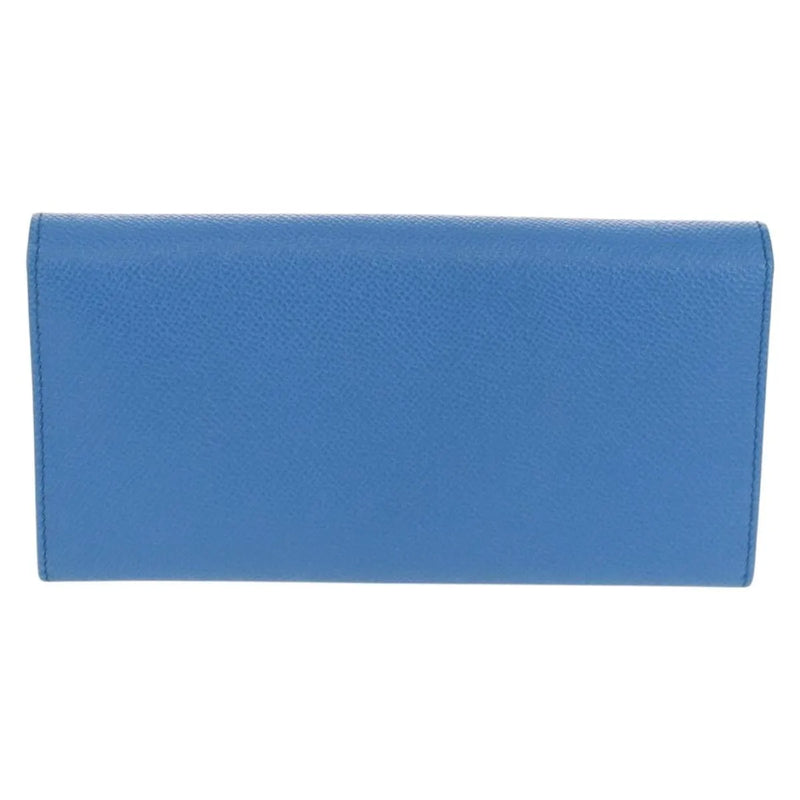 Salvatore Ferragamo Gancini Flap Continental Leather Blue Accessory