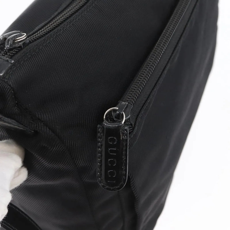 Gucci Vintage Bamboo Shoulder Nylon Black Bag