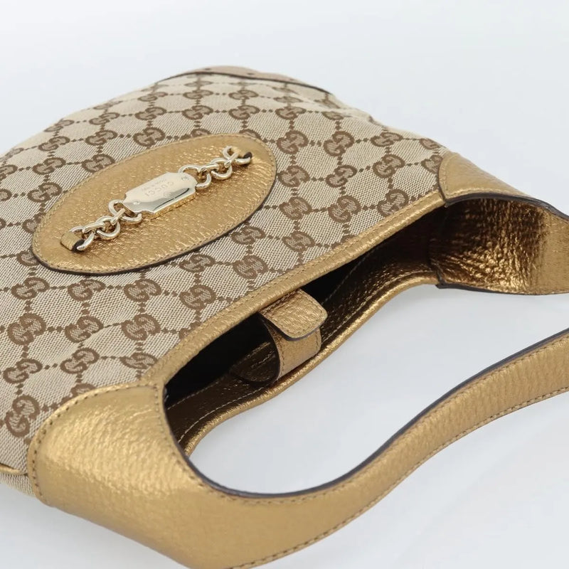 Gucci Vintage Jackie O Chain Hobo Gg Canvas Beige Bag