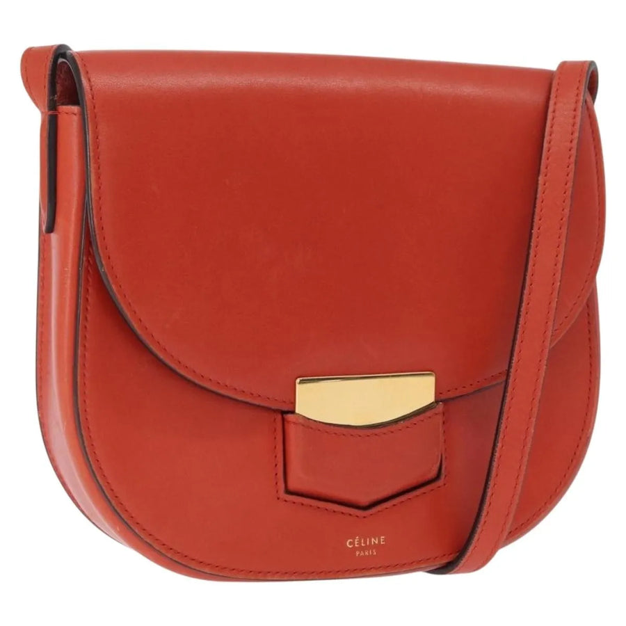 Celine Trotteur Messenger Calfskin Orange Leather Bag