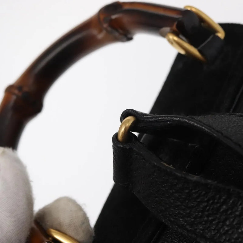 Gucci Vintage Bamboo Suede Black Bag