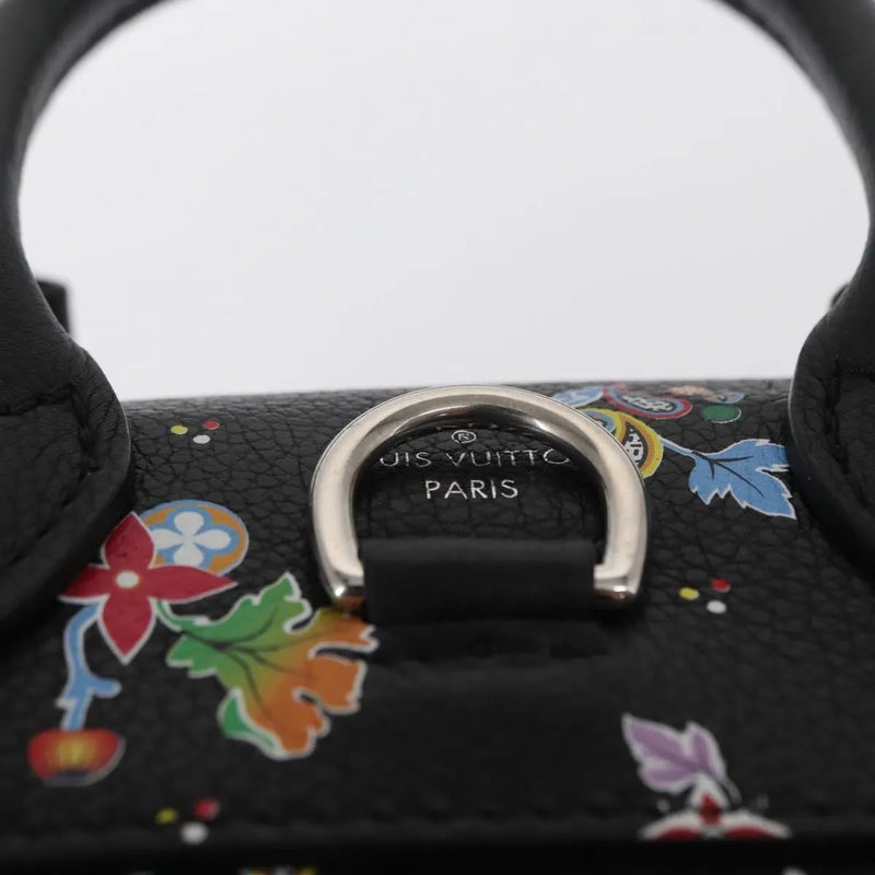 Louis Vuitton Lockme Floral Printed Leather Black Bag