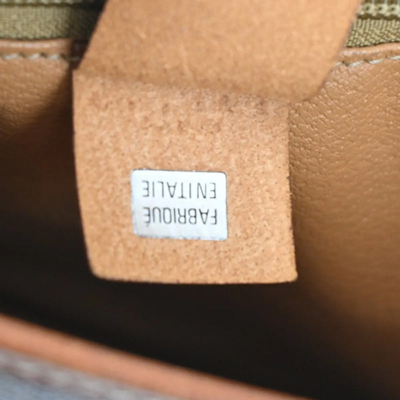 Celine Vintage Macadam Canvas And Leather Brown Bag