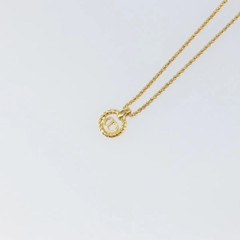 Christian Dior Cd Round Pendant Metal Gold Jewelry