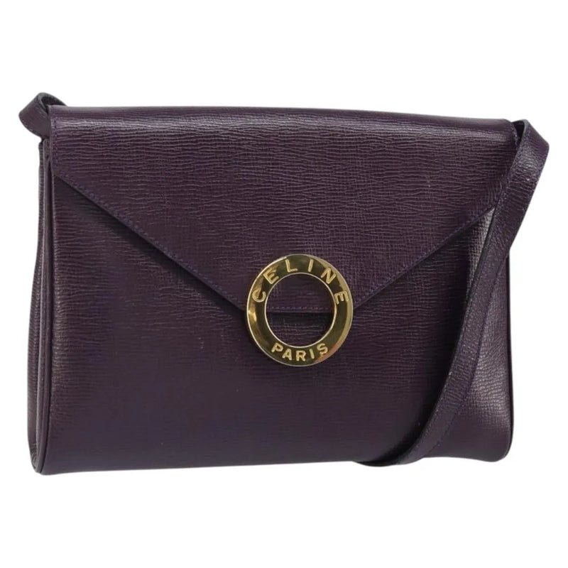 Celine Circle Logo Leather Purple Bag