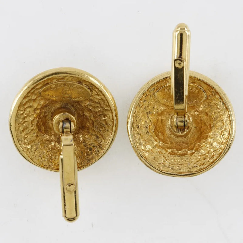 Chanel Vintage Logo Round Plated Gold Gold_plated Jewelry