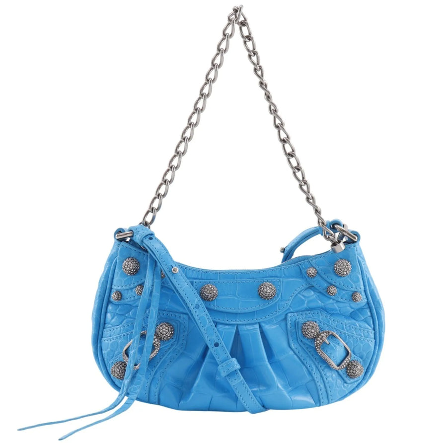 Balenciaga Shoulder Pvc Blue Leather Bag