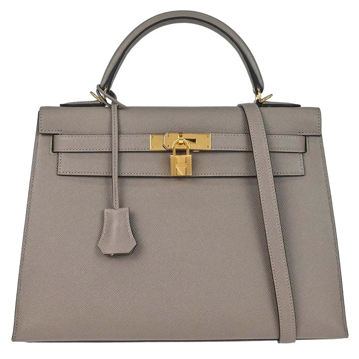 Hermes Kelly Grey Epsom With Gold Hardware Gray Leather Bag