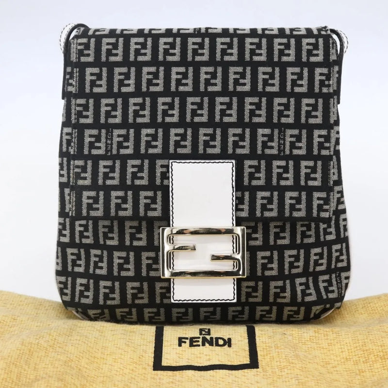 Fendi Vintage Flap Zucchino Canvas Black Bag