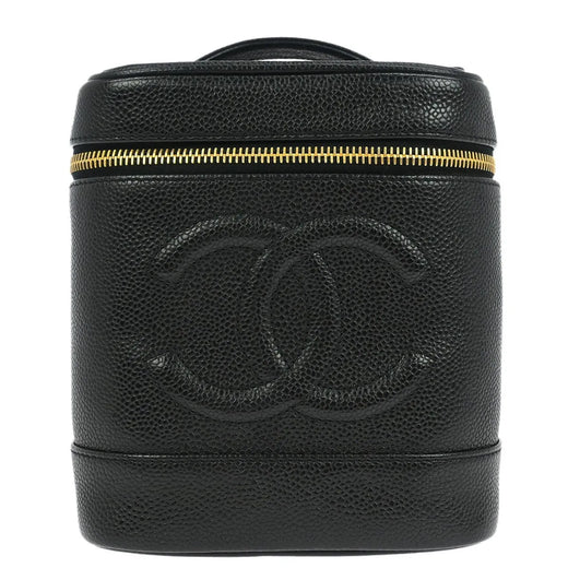 Chanel Vintage Timeless Cosmetic Case Caviar Black Leather Bag