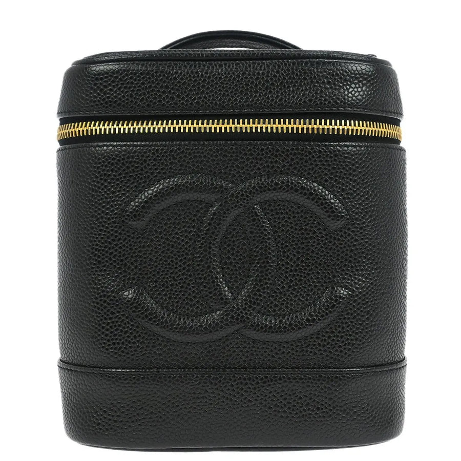 Chanel Vintage Timeless Cosmetic Case Caviar Black Leather Bag