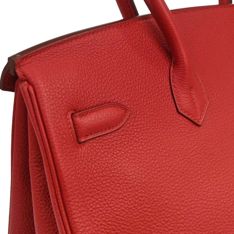 Hermes Birkin Red Togo With Palladium Hardware Leather Bag