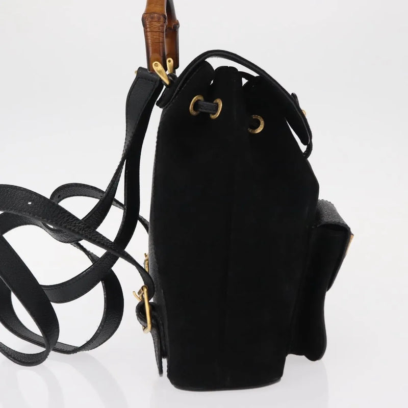 Gucci Vintage Bamboo Suede Black Bag