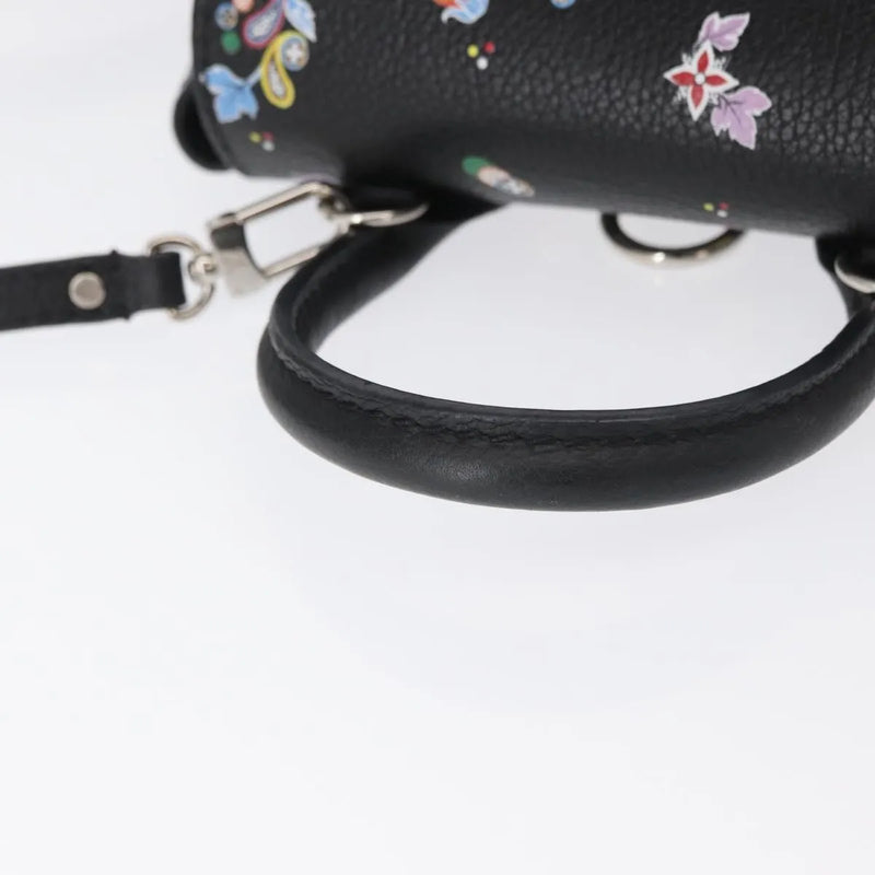 Louis Vuitton Lockme Floral Printed Leather Black Bag