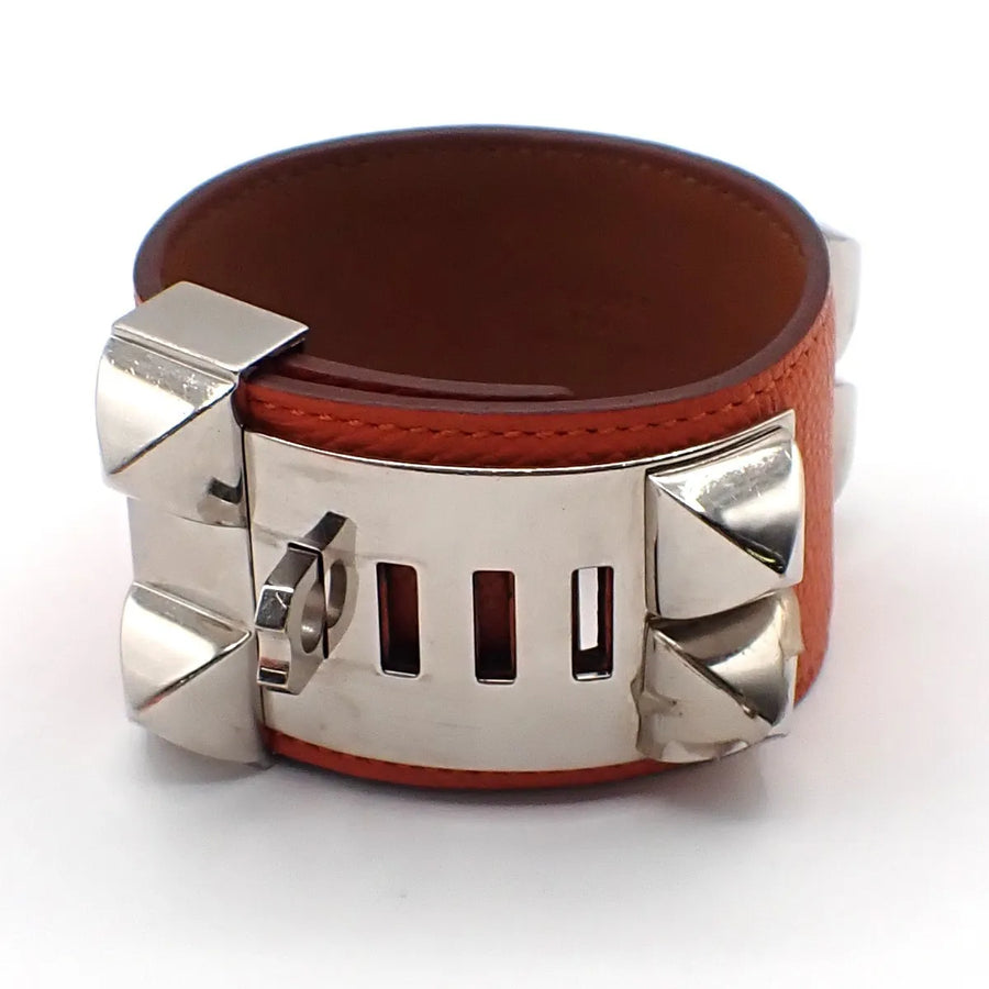 Hermes Collier De Chien Leather Orange Jewelry