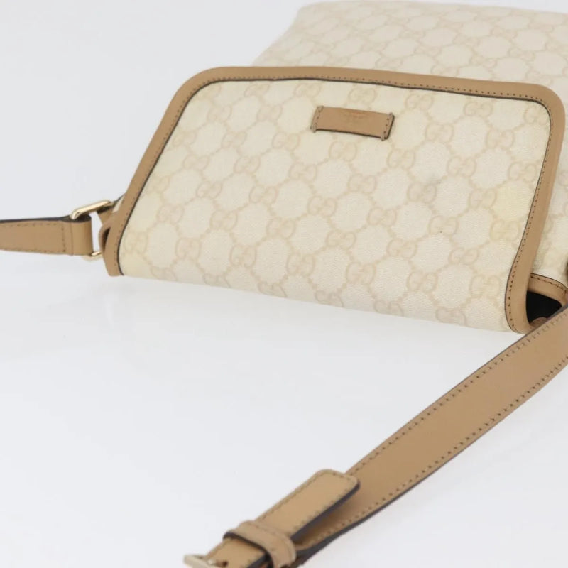Gucci Flap Messenger Gg Coated Canvas Beige Bag
