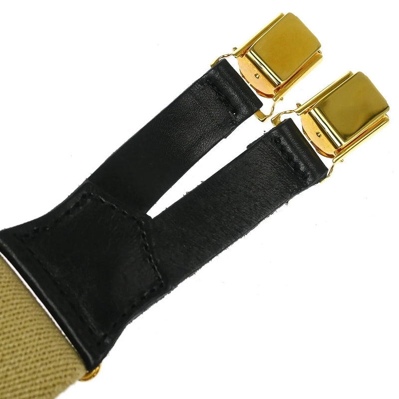 Chanel Logo Suspenders Canvas Beige Accessory